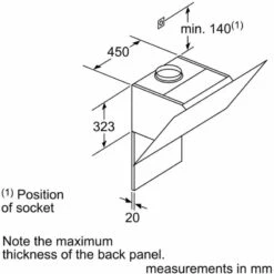 Neff N50 D65IHM1S0B 60cm Angled Glass Chimney Cooker Hood - Black - D65IHM1S0B -Home Kitchen n e neff d65ihm1s0b dims 3