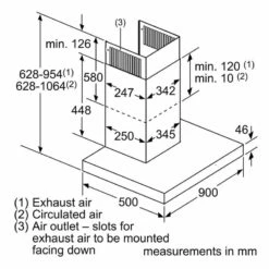 Neff N70 D95BMP5N0B 90cm Box Design Chimney Cooker Hood - Stainless Steel 15 Neff N70 D95BMP5N0B 90cm Box Design Chimney Cooker Hood - Stainless Steel -Home Kitchen n e neff d95bmp5n0b dims