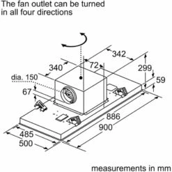 Neff N50 I95CAQ6N0B 90cm Ceiling Cooker Hood With Home Connect - Stainless Steel -Home Kitchen n e neff i95caq6n0b dims