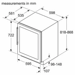 Neff N70 KU9213HG0G Built-Under 60cm Wine Cooler - Black -Home Kitchen n e neff ku9213hg0g dims