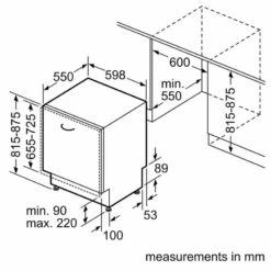 Neff N70 S187ECX23G Built-In F/I 14 Place Dishwasher With Home Connect- Black -Home Kitchen n e neff s187ecx23g dims