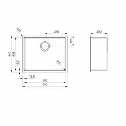 Reginox New York 1 Bowl Integrated Sink - Jet Black - NEW YORK 50X40 JB -Home Kitchen n e newyork50x40jb dimensions