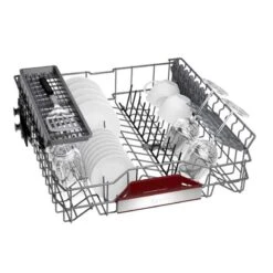Neff N30 S153HAX02G Built-In F/I 60cm 13 Place Standard Dishwasher With Home Connect - Black -Home Kitchen neff n30s153hax02g utensils stacking setup front view