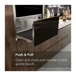 Neff N50 N1AHA02N0B 29cm Built-In Warming Drawer - Stainless Steel -Home Kitchen neff n50n1aha02n0b push and pull feature illustration