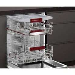 Neff N50 S155HCX27G Built-In F/I 60cm 14 Place Standard Dishwasher With Home Connect - Black 15 Neff N50 S155HCX27G Built-In F/I 60cm 14 Place Standard Dishwasher With Home Connect - Black -Home Kitchen neff n50s155hcx27g open racks and tray front side view