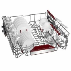 Neff N50 S155HCX27G Built-In F/I 60cm 14 Place Standard Dishwasher With Home Connect - Black 17 Neff N50 S155HCX27G Built-In F/I 60cm 14 Place Standard Dishwasher With Home Connect - Black -Home Kitchen neff n50s155hcx27g utensils stacking setup front view