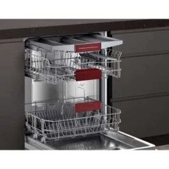 Neff N50 S155HVX15G Built-In F/I 60cm 13 Place Standard Dishwasher With Home Connect - White -Home Kitchen neff n50s155hvx15g open racks and tray front side view