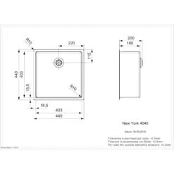 Reginox New York 40 X 40 Elite Integrated Sink - NEW YORK 40X40 L 8 Reginox New York 40 X 40 Elite Integrated Sink - NEW YORK 40X40 L -Home Kitchen newyork4040 dimensions