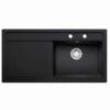 Thomas Denby Opus XL 1 Bowl Ceramic Kitchen Sink & LH Drainer - Black Satin - OPU1010LBL -Home Kitchen o p opu1010lbl