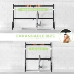 HOMCOM 2 Tier Adjustable Over The Sink Dish Drainer - Black - 801-286V00BK -Home Kitchen oc0b10188d6780b46.jpg