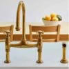 Perrin & Rowe Ionian Bridge Mixer Tap With Crosshead Handles - Aged Brass - 4172AB -Home Kitchen p e perrin rowe 4172ab lifestyle1
