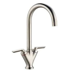 Prima V Shape Dual Lever Mixer Tap - Brushed Steel - BPR1058