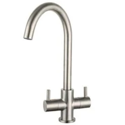 Prima Staten Swan Neck Dual Lever Mixer Tap - Brushed Steel - BPR2206
