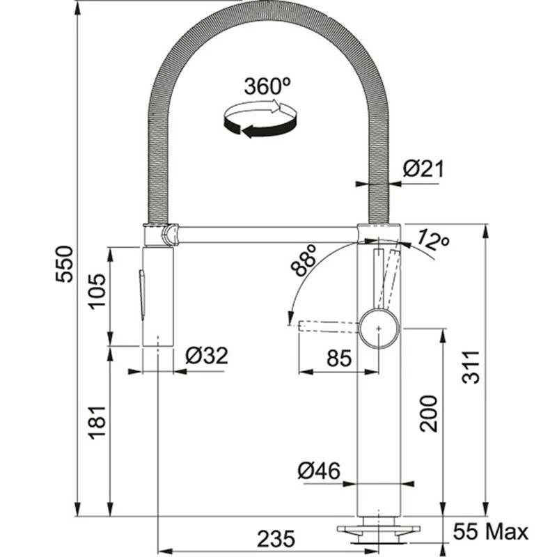 Franke Pescara Pull Out Semi-Pro XL Kitchen Mixer Tap - Chrome - 115.0393.974 4 Franke Pescara Pull Out Semi-Pro XL Kitchen Mixer Tap - Chrome - 115.0393.974 - Image 2