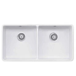 Rangemaster Farmhouse Belfast Ceramic 2 Bowl Sink 895x460mm - White - CFBL900WH/