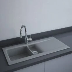 RAK Ceramics Dream 1 Slim 1.5 Bowl Kitchen Sink - Matt Grey - OC200NTSL503A