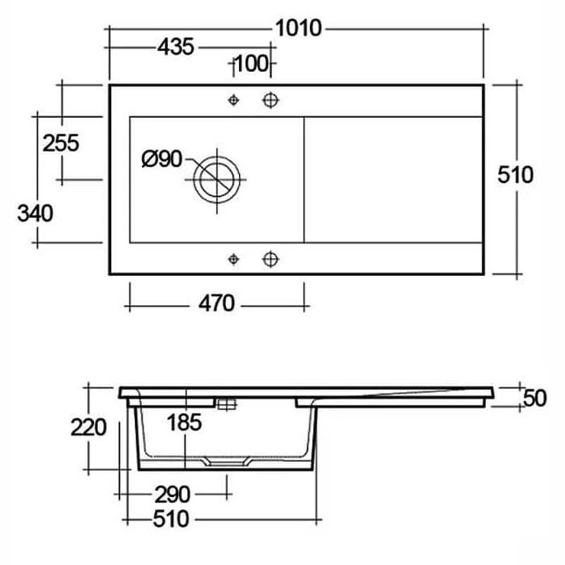 RAK Ceramics Dream 2 Slim Single Bowl Kitchen Sink - Matt Black - OC201NTSL504A 4 RAK Ceramics Dream 2 Slim Single Bowl Kitchen Sink - Matt Black - OC201NTSL504A - Image 2