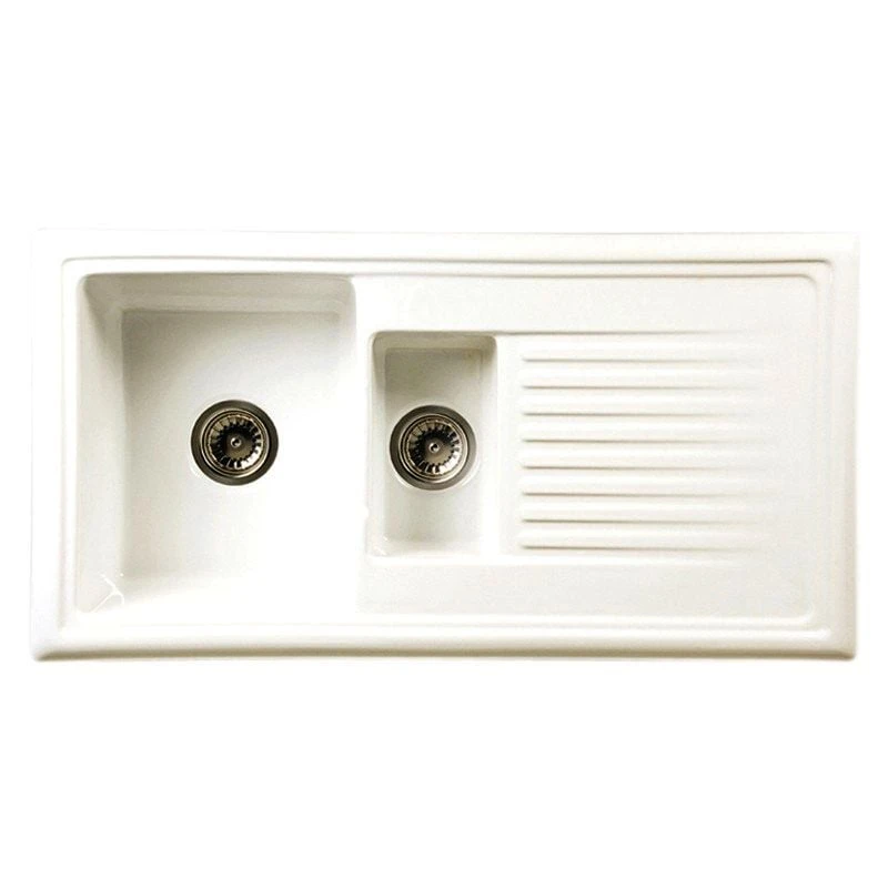 Reginox Regi-Ceramic 1.5 Bowl Kitchen Sink Including Waste - White - RL 301 CW 4 Reginox Regi-Ceramic 1.5 Bowl Kitchen Sink Including Waste - White - RL 301 CW - Image 2