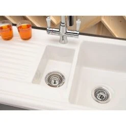 Reginox Regi-Ceramic 1.5 Bowl Kitchen Sink Including Waste - White - RL 301 CW 10 Reginox Regi-Ceramic 1.5 Bowl Kitchen Sink Including Waste - White - RL 301 CW -Home Kitchen rl 301 sink white 1