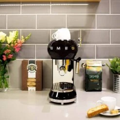 Smeg Retro Style Espresso Coffee Machine - Black - ECF01BLUK 12 Smeg Retro Style Espresso Coffee Machine - Black - ECF01BLUK -Home Kitchen s m smeg coffee machine ecf01bluk lifestyle