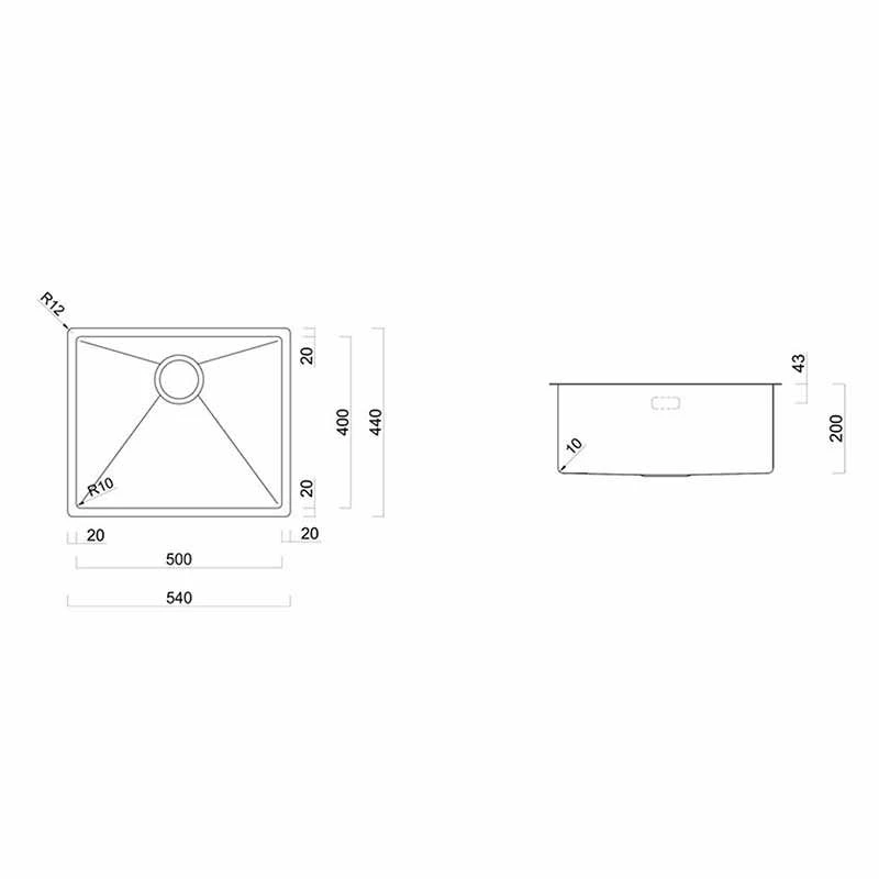 Rangemaster Spectra 1 Bowl Stainless Steel Kitchen Sink - Gold - SPE50GL/ 4 Rangemaster Spectra 1 Bowl Stainless Steel Kitchen Sink - Gold - SPE50GL/ - Image 2