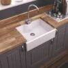Thomas Denby Legacy 1 Bowl Ceramic Kitchen Sink With Tap Ledge - White - LEG600T -Home Kitchen thomas denby legacy leg600t