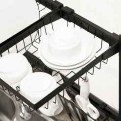 HOMCOM 2 Tier Adjustable Over The Sink Dish Drainer - Black - 801-286V00BK -Home Kitchen uan3d6188d6780b46.jpg
