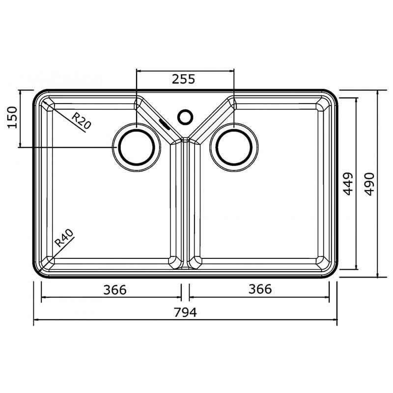 Thomas Denby Vintage 1 Bowl Ceramic Double Bowl Kitchen Sink - White - VIN800 4 Thomas Denby Vintage 1 Bowl Ceramic Double Bowl Kitchen Sink - White - VIN800 - Image 2