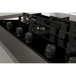 Whirlpool GOWL 958/NB 90cm Gas On Glass Hob - Black -Home Kitchen whirlpool gowl958nb fitted knobs and grill close up view