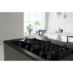 Whirlpool GOWL 958/NB 90cm Gas On Glass Hob - Black -Home Kitchen whirlpool gowl958nb fitted top side view