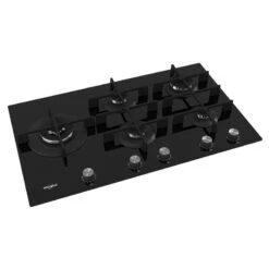 Whirlpool GOWL 958/NB 90cm Gas On Glass Hob - Black -Home Kitchen whirlpool gowl958nb flat top side view