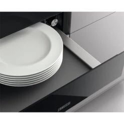Zanussi ZWD141K 14cm Warming Drawer - Black -Home Kitchen zanussi zwd141k stacked plates on open warmer base top view