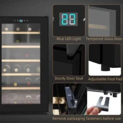 HOMCOM 24 Bottles Wine Cooler With Touch Screen Control - Black - 800-150V70 -Home Kitchen zw0d7218a831ce8b5.jpg